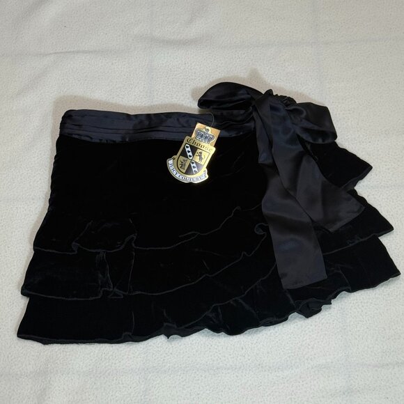 NWT Juicy Couture 3-Layer Tiered Wrap Around Skirt w/ Ribbon - M - Black-Ret$185 - Picture 1 of 8